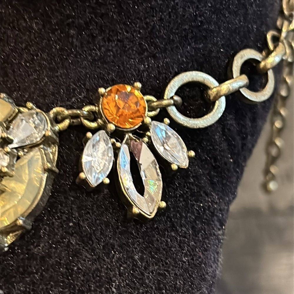 Joan Rivers Rhinestone Orange Bronze Tone Statement Cluster Necklace Floral Bee - Picture 4 of 10